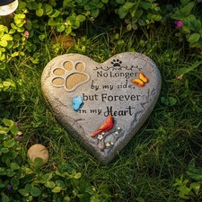 Pet Memorial Stone for Cats Dog Remembrance Gift with Paw Print, Cardinal B...