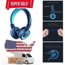 Kids Headphones - K11 Foldable Stereo Tangle-Free 3.5mm Jack Wired Cord On-Ea...