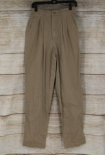 VINTAGE Womens Size 6 L32 High Rise Pleated Straight Leg Pants Khaki Beige