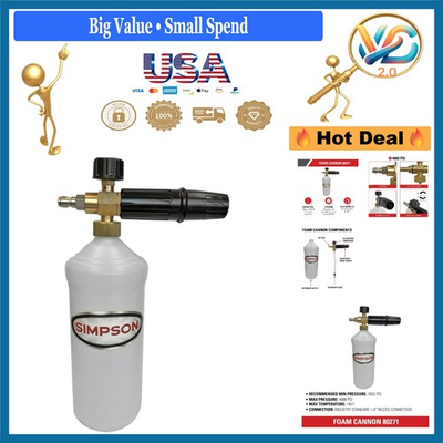 #ad Pressure Washer Foam Cannon 1L White for Up to 4000 PSI $96.83