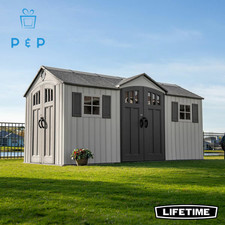 Lifetime 15Ft X 8Ft (4.5 X 2.5M) Dual Entry Outdoor Storage Shed - Model 60410