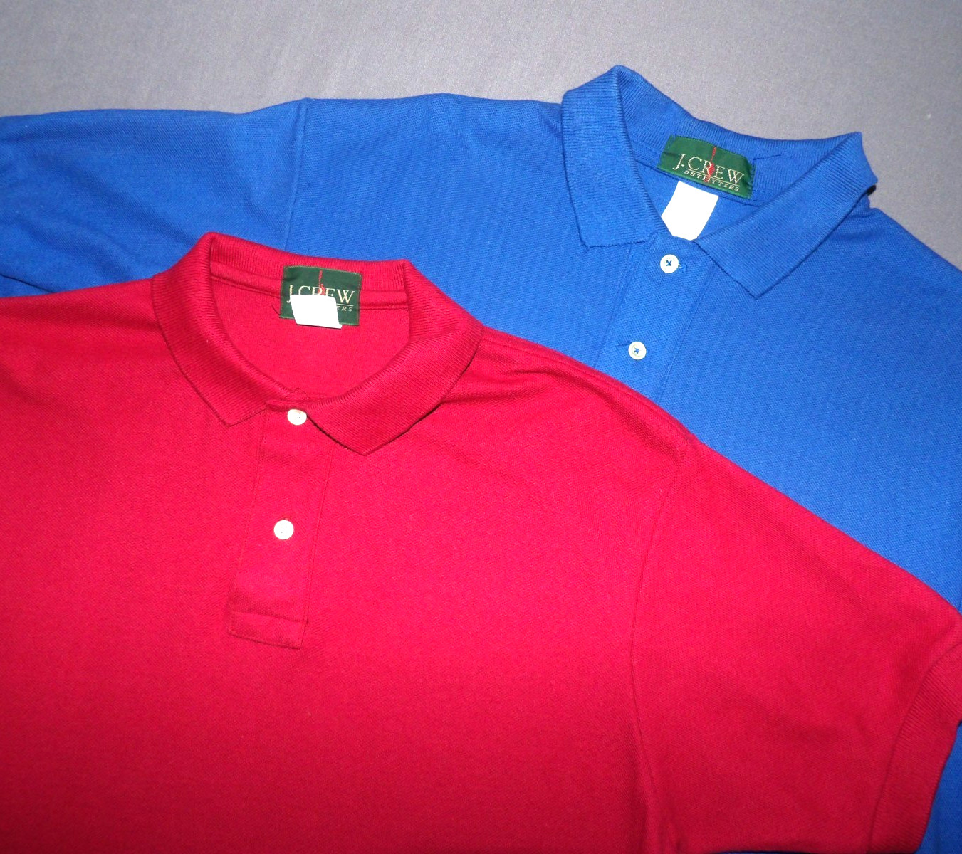 Lot of 2~ J.Crew Vintage Oarsman Short Sleeved Knit Cotton Polo Shirts Men