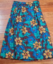 Vintage 90s Floral Midi Skirt SZ 8 Tropical A-Line 100 Rayon USA