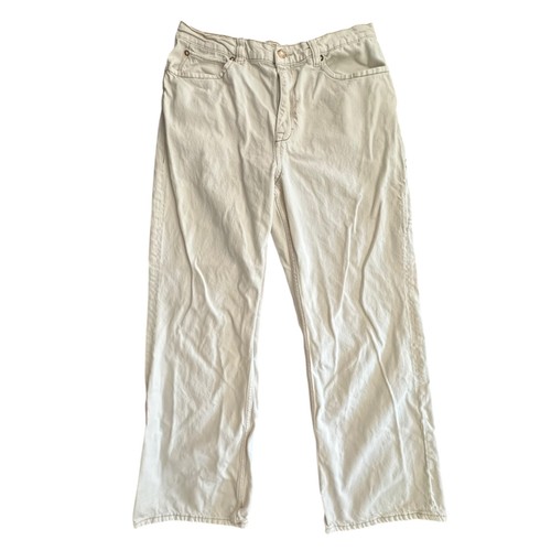 Free People weiß creme gerades weites Bein hohe Taille Baggy Denim Jeans Hose 31
