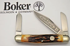 Vintage BOKER Solingen 4474 SS Premium Stock Knife Genuine - Stag - Premium 440C