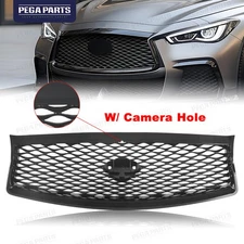 For Infiniti Q50 2014-2017 Front Mesh Bumper Upper Hood Grille Gloss Black Grill