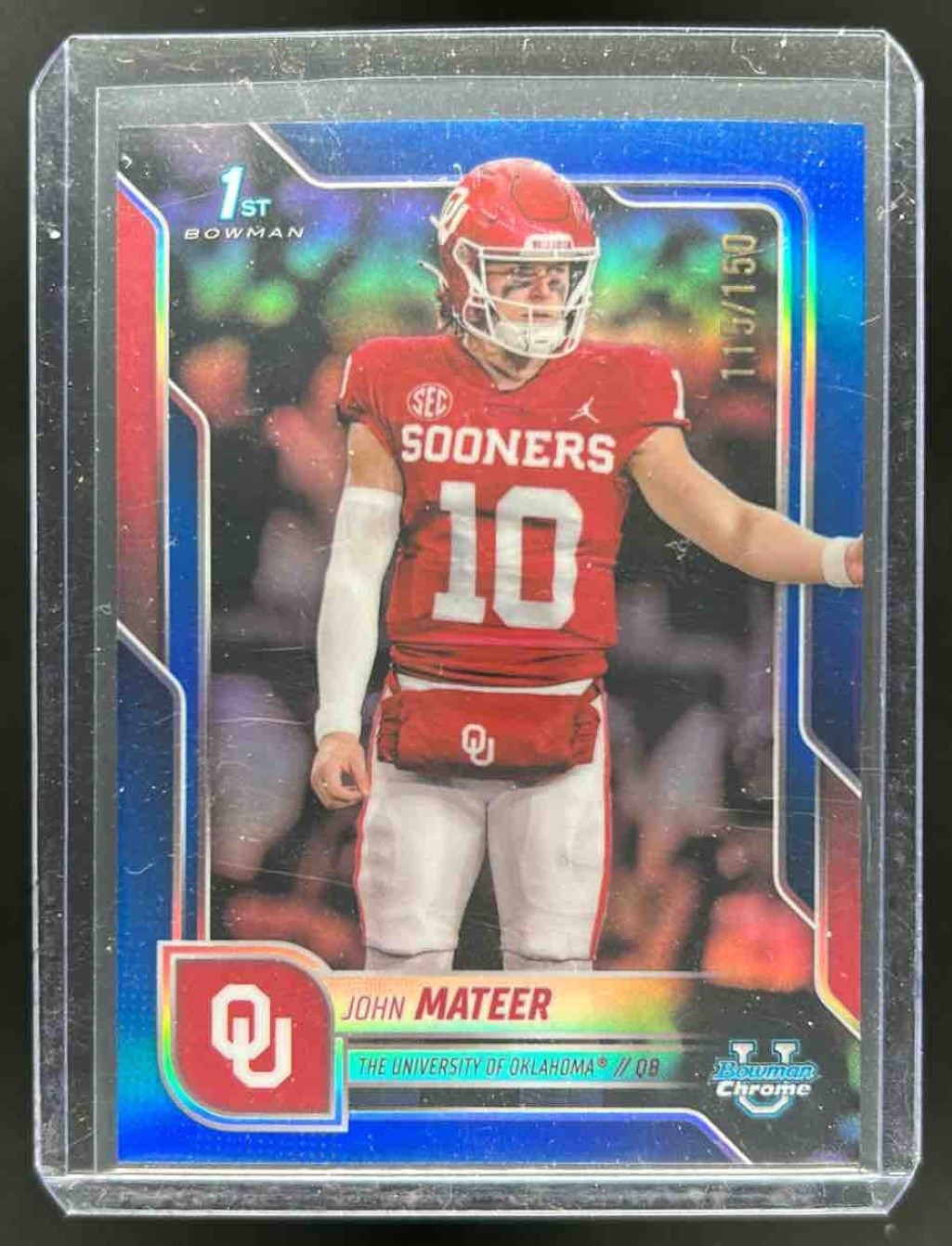 2025 Bowman Chrome U John Mateer Blue Refractor 1st Prospect #115/150