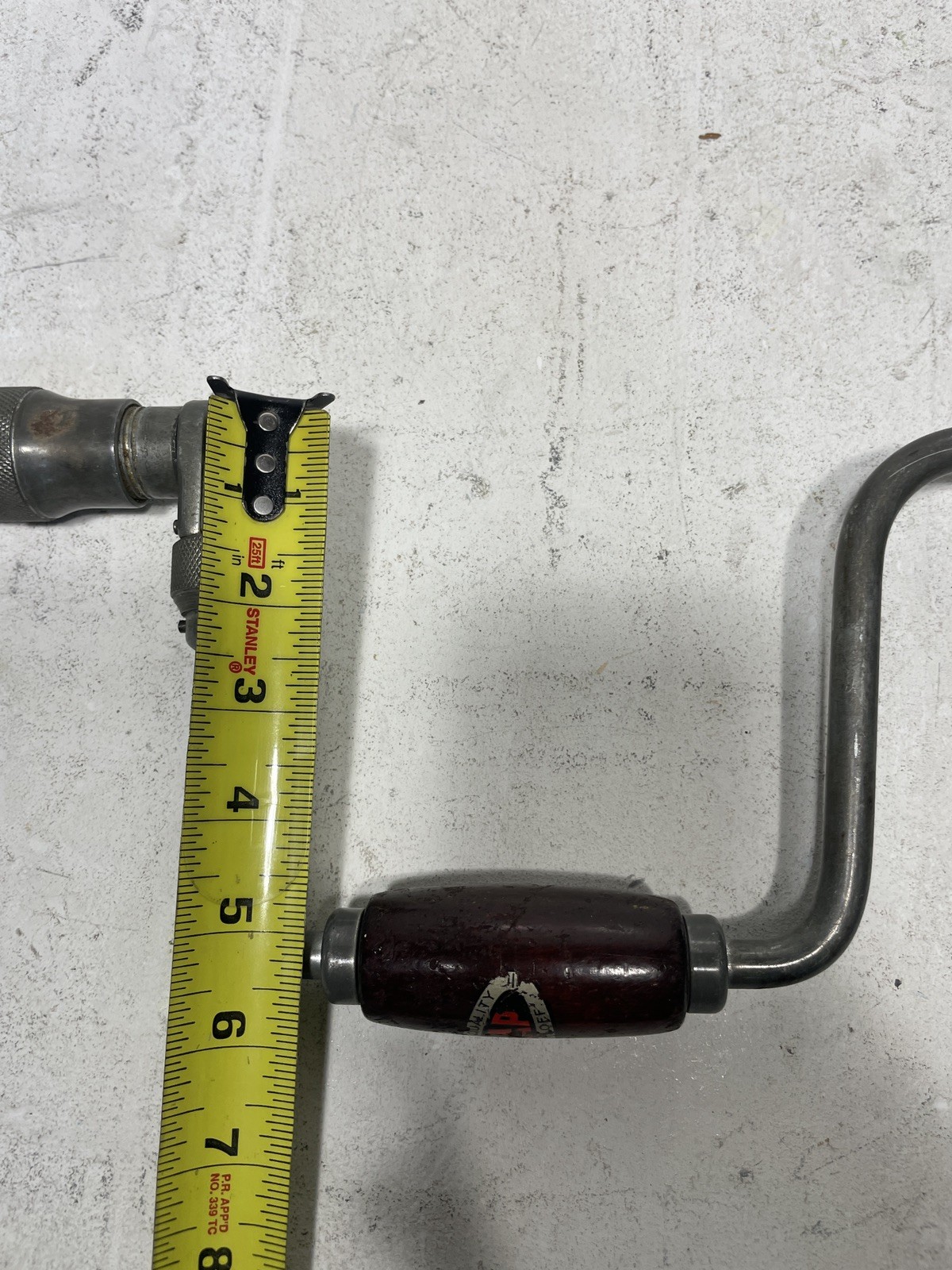 Vintage Dunlap 10" Bit Brace Ratcheting Drill - Hand Drill  or Auger - USA Made