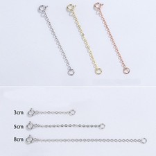 925 Sterling Silver Strong 2mm Curb Extender Safety Chain Curb 3cm 5cm 8cm