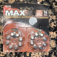 HEARING AID BATTERIES SIZE 312 16 PACK EXP 01/2024 CVS MAX