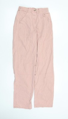 Marks and Spencer Damen Rosa Baumwolle Hose Größe 8 L31 Normaler Reißverschluss