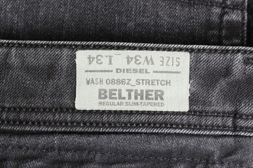 DIESEL BELTHER 0886Z Stretch Regular Slim Tapered Jeans Men Size W34 ~L31 - Picture 6 of 8