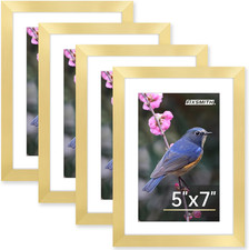 4 Pack 5x7 Gold Picture Frames Wall  Tabletop Collage Photo Frames HD Plexiglas