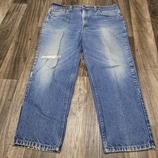 Vintage Levis 505 Jeans 40x32 (38) USA Made Medium Wash Straight Blue Red Tab