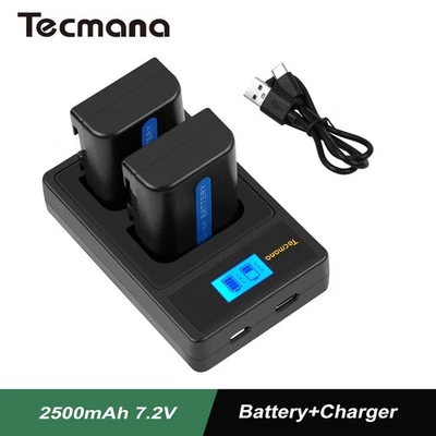 TECMANA 2X 2400mAh Batería + Cargador Para Sony NP-FM50 NP-FM30 NP-FM51 NP-QM50 NP-QM51 FM55H