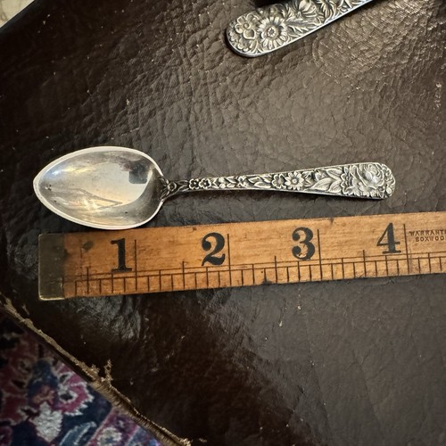 4 S Kirk&Sons Sterling Repousse Pieces-7.5” Knife,6.5”Fork,4.25” Spoon,4.5” Fork - Picture 8 of 11