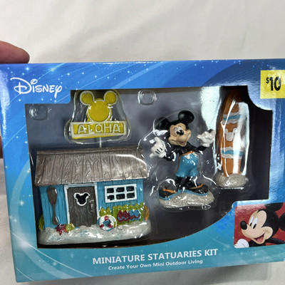 NEW Disney Mickey Mouse Aloha Beach House Surfboard Miniature Statuaries Kit 