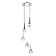Dar Lighting Lyall 5 Light Glass Pendant Ceiling Light Lamp - Chrome - VGC