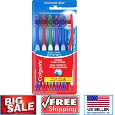 Colgate Extra Clean Toothbrush, Medium Toothbrush for Adults, 6 Pack