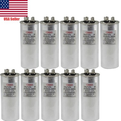 100uF 370 V 440 V VAC High Quality Motor Run Capacitor CBB65 - 10 Pack