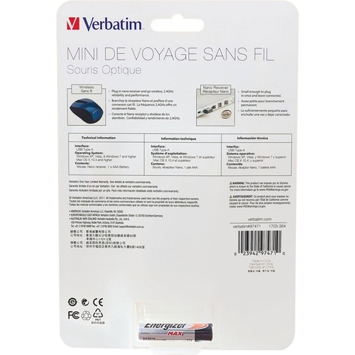 Verbatim 97471 Mouse - Optical Wireless - Blue Radio Frequency - Usb - Scroll - Picture 3 of 10