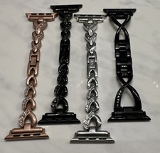 Set of 4 Decorative Bands for Apple Watch 45/42 Black, Silver, Rose