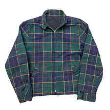 True Vintage 60s 70s Harrington Cropped Reversible Zip Up Jacket Plaid Sz Sm G2U