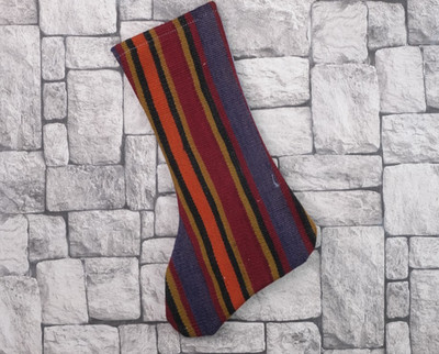 Kilim Christmas Stocking Embroidered Christmas Stocking Vintage Christmas Decor