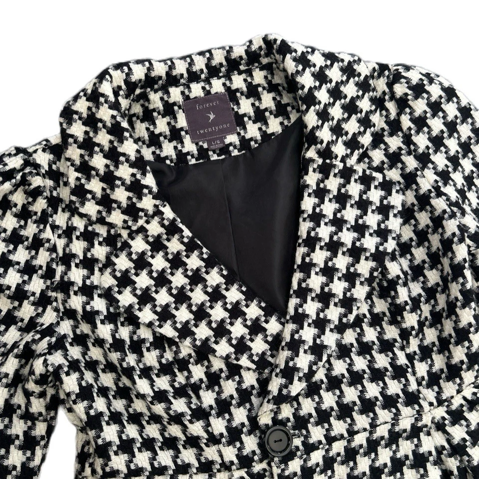 Chaqueta Blazer Forrada Forever 21 Para Mujer Manga 3/4 Pata de Gallo Completamente Talla L Foto 2 de 4