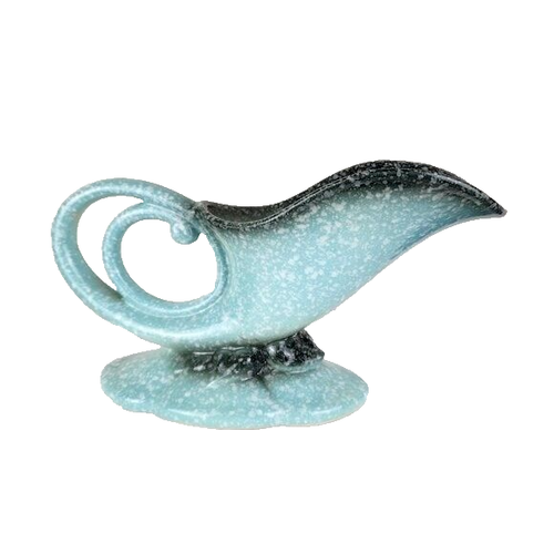 Hull USA Vintage Cornucopia Aqua and Grey Speckled - Picture 6 of 9
