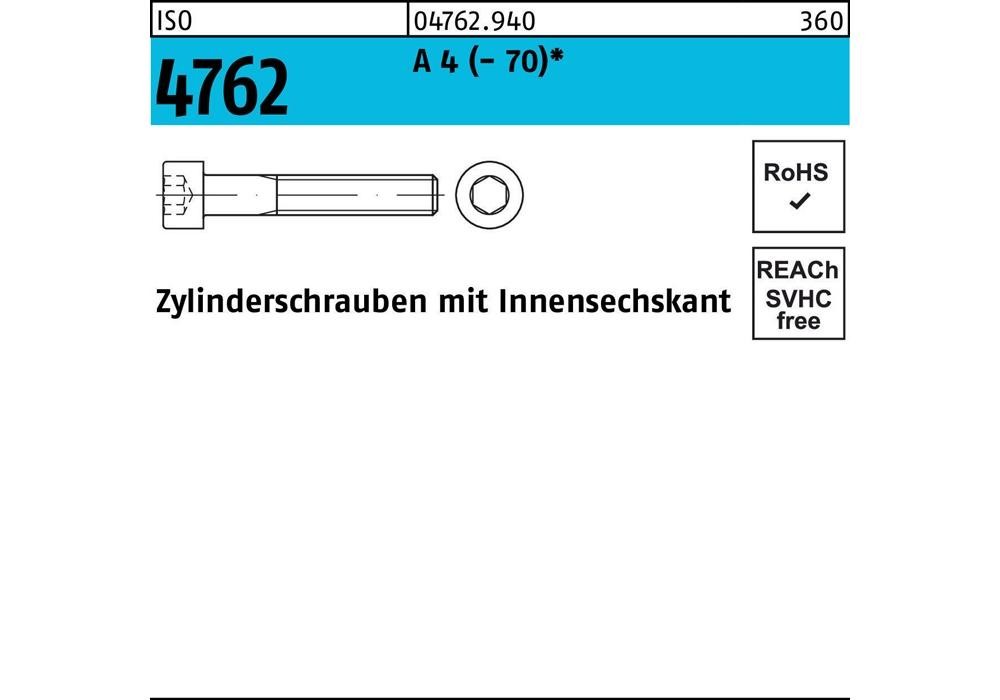 Цилиндершраубе Рейхера ISO 4762 м.Внутренний диаметр, М 30 x 140 A 4