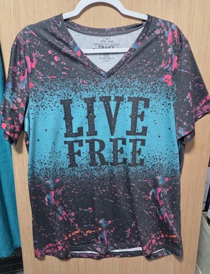 Crazy Train Size L Multicolor Unisex  T-Shirt Live Free Shrt Sleeve Paint Splash