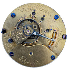 Antique 18s 1895 Elgin G.M. Wheeler 15 Jewel Hunter Pocket Watch Movement 82