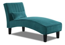 Abbiegail Upholstered Chaise Longue Couch Sofa Velvet Teal