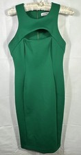Calvin Klein Women's Green Sleeveless Sheath Dress Size 6 Holiday Cutout Bodice