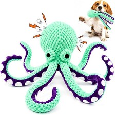Fuufome Octopus Squeaky Dog Toy Plush Interactive Puppy Chew Toy 13 Inch