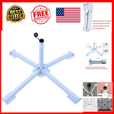 Portable Umbrella Stand Foldable 33.5 In Iron Base Fishing Beach Wedding White