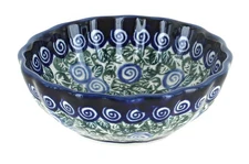 Blue Rose Polish Pottery Seaside Swirl Small Scallop Dish