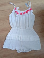 Women's White Playsuit With Tassels Size M,36" Chest Measurement