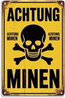 Achtung Minen Tin Metal Signs Home Décor Vintage Warning Mines print Suitable f