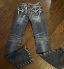 Miss Me Jeans Womens 25 Blue Bootcut Embellished Flap Pockets Western JP5910B