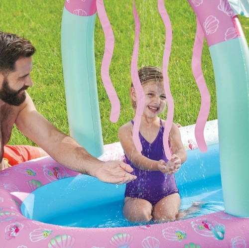 Disney Princess Ariel Deluxe Water Castle Inflatable Pool with Canopy & Slide - Picture 12 of 13