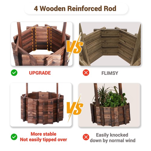 Wishing Wells for Outside, Wooden Wishing Well Planter for Yard, Upgrade Wish... - Picture 3 of 6