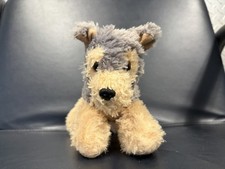 Aurora TERRIER PUPPY DOG SOFT GRAY AND TAN 7" Tall Plush STUFFED ANIMAL Cute