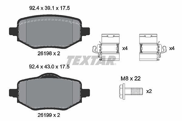 Textar Bremsbelagsatz, Scheibenbremse Hinterachse U.A. FüR CitroËN, Ds, Fiat-image