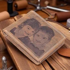 Personalised Custom Engraved RFID Blocking Mens Distressed Hunter leather Wallet