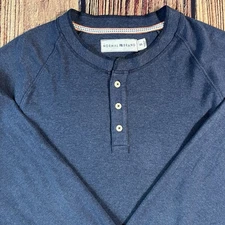 Normal Brand Mens Henley Shirt Size XXL Heather Navy Long Sleeve Pullover Casual