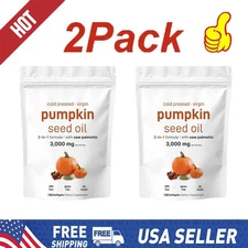 2 Pack Pumpkin Seed Oil with Saw Palmetto 180Softgels- 3000 mg Herbal Supplement