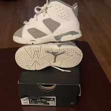 Jordan Air Jordan 6 Retro DV3606-100 Kids Athletic Shoes White Gray US 7C