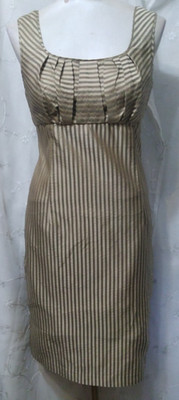 New PERUVIAN CONNECTION Size 6 CALLISTA Sheath Dress Gold Stripe Lined $279